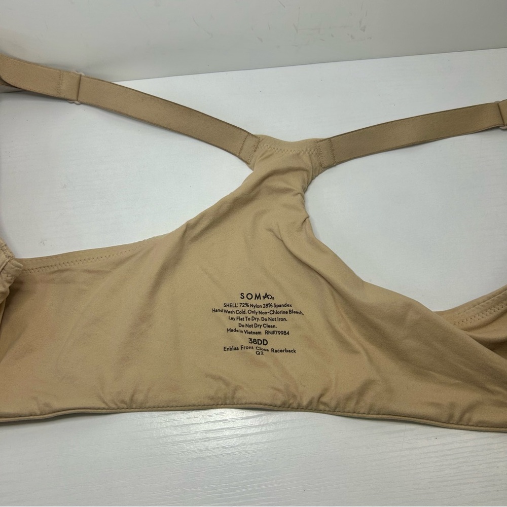 SOMA Enbliss Front Close Racerback Neutral Cream/Tan Adjustable Strap Bra 38DD - Picture 13 of 15